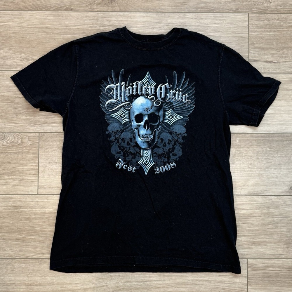 Motley Crue 2008 Tour T-Shirt Adult Size Medium Grunge Goth Band Tee Y2K (Flaw)